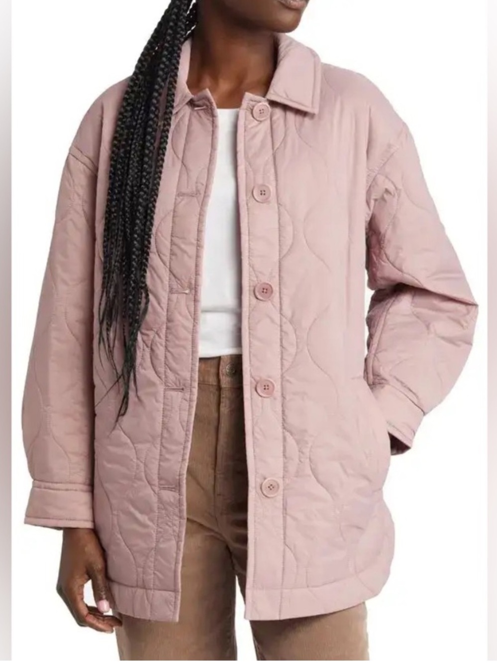 Madewell Quilted Airpuff Quilted Barn Chore Puffer Shirt Jacket Pale Thistle XL